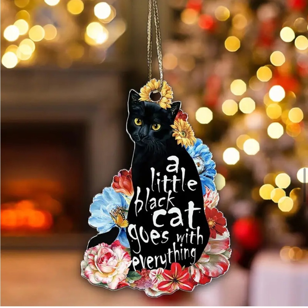 Black Cat Acrylic 2D Shaped Pendant Ornament